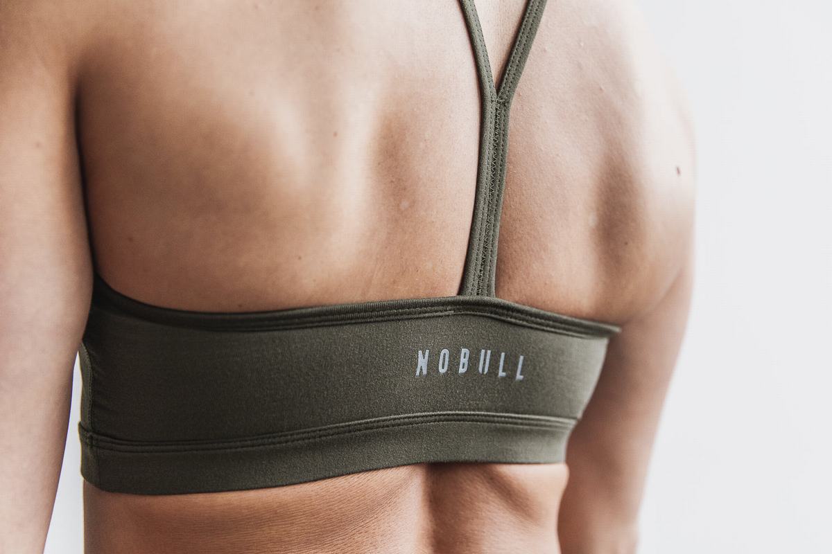 Nobull Halter Matte Women's Sports Bras Green | Australia (JW9607)